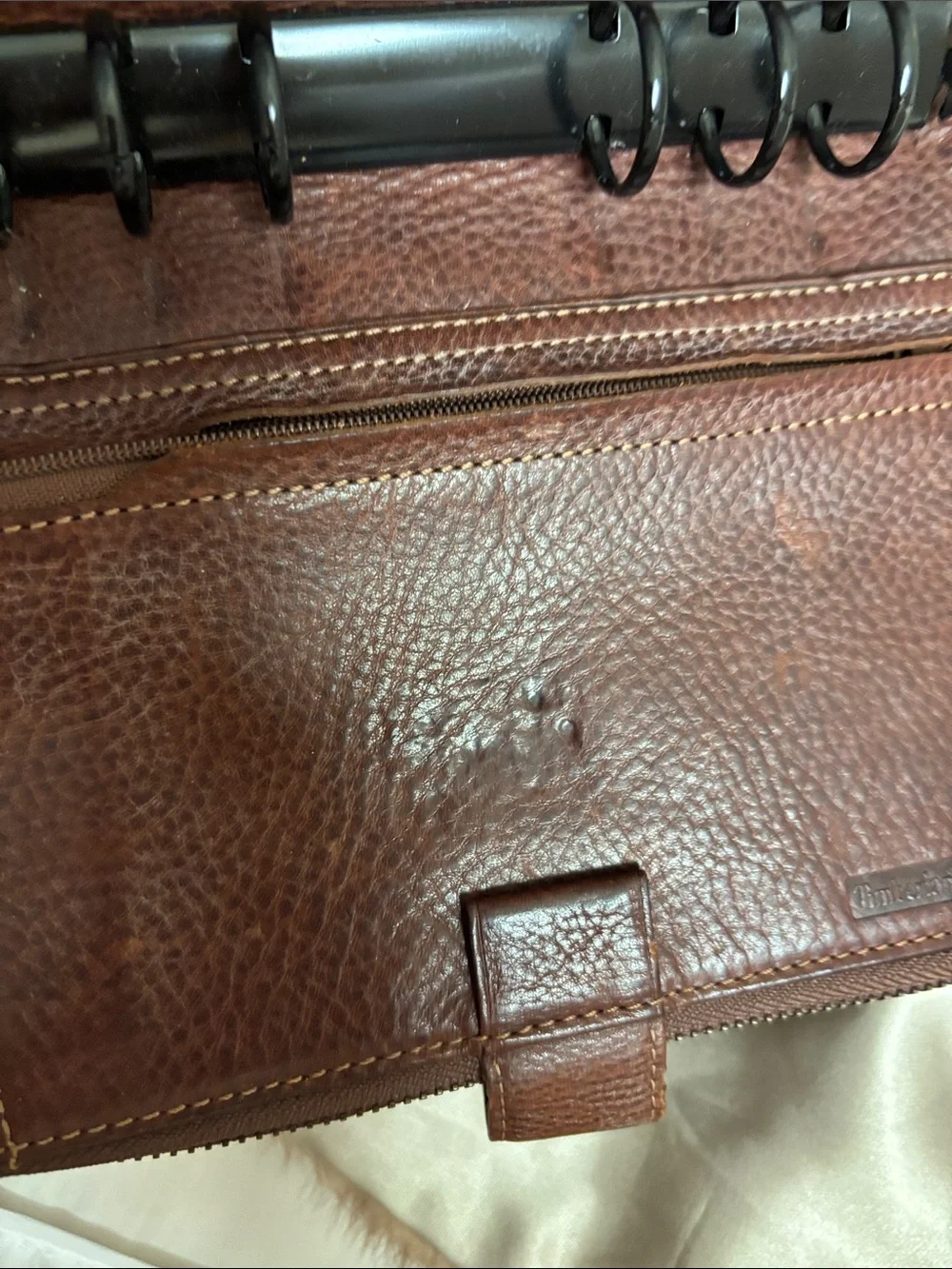 Timberland Binder Agenda Leather Planner Brown  Notebook Organizer Zip/Snap